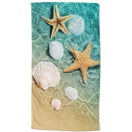 Good Morning Plavi/bež ručnik za plažu od samta 100x180 cm Beachvibe &amp;ndash; Slike