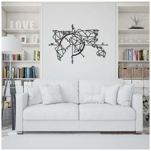 Wallity Zidna dekoracija Mapa svijeta Metalni Dekor 2, 111 x 74 cm, Crna Cijene