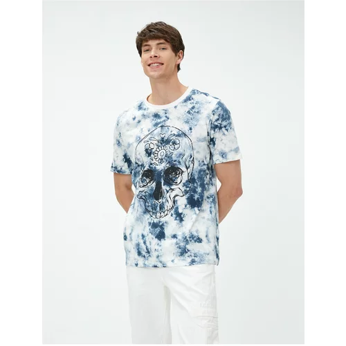 Koton Skull Print T-Shirt With An Abstract Looking Crew Neck.