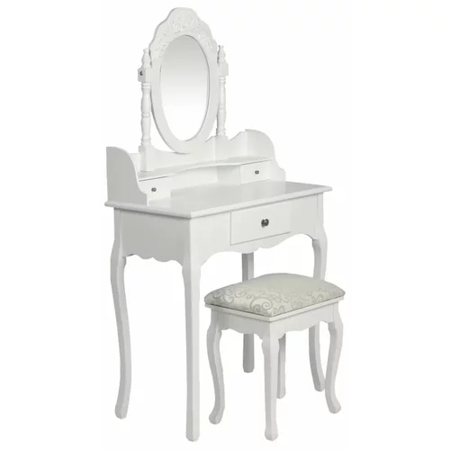  Toaletni stolić s ogledalom i stolcem bijeli