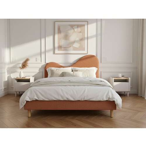 Bobochic Paris Oblazinjena oblazinjena zakonska postelja z letvenim dnom 180x200 cm v barvi terakote Celina &amp;ndash; Slike