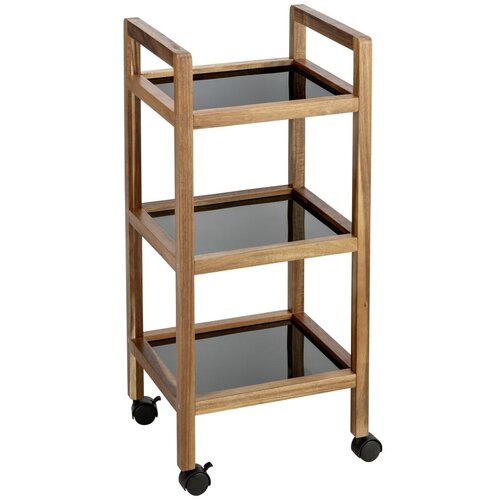 Wenko Crna/u prirodnoj boji kupaonska polica od masivnog bagrema 35x76,5 cm Fondi – Cijene