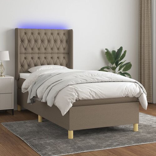  box spring s madracem LED smeđesivi 90x190 cm tkanina Cijene