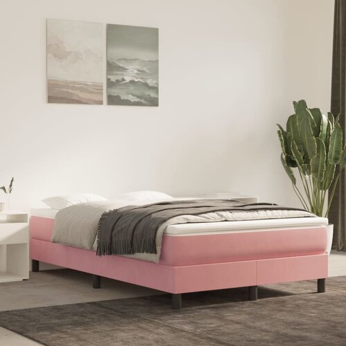 vidaXL Box spring posteljni okvir roza 120x200 cm žamet Cene