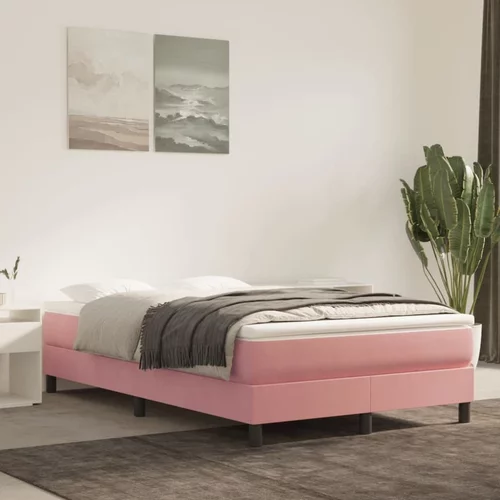 vidaXL Box spring posteljni okvir roza 120x200 cm žamet