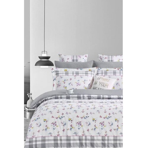 Mila Home Bela/siva 4-delna podaljšana posteljnina za zakonsko posteljo iz renforce bombaža z rjuho 200x220 cm – Cene