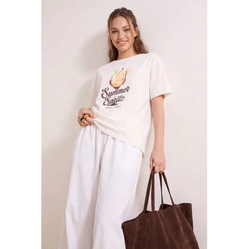 TRENDYOLMILLA ženska majica Twoss26Ts00335, ecru Cene