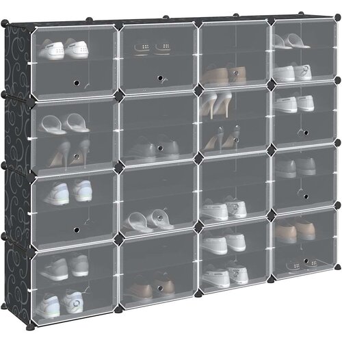 vidaXL Organizator za shranjevanje kock s 16 kockami in vrati Black PP Cene
