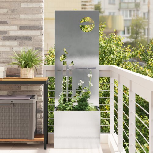 vidaXL Vrtni Sadič s Dekorativnom Pločom Srebrna 50 x 140 cm Cijene