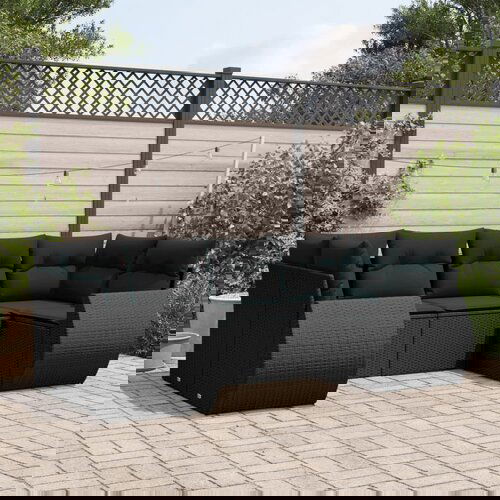 vidaXL 6-dijelni set vrtnih sofa s jastucima crni od poliratana Cijene