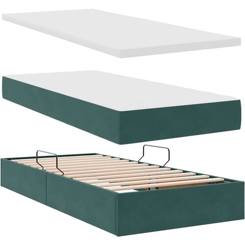  Krevet s od storage s madracem Tamnozelena 100 x 200 cm Bar&amp;scaron;un Slike