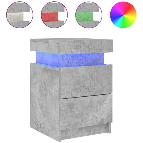  Noćni ormarić s LED svjetlima siva boja betona 35x39x55 cm Slike