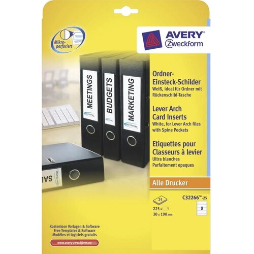Avery Zweckform Vstavni kartončki za hrbti&scaron;ča registratorjev 190 x 30 mm Cene