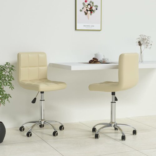 vidaXL Okretne blagovaonske stolice od umjetne kože 2 kom krem Cijene