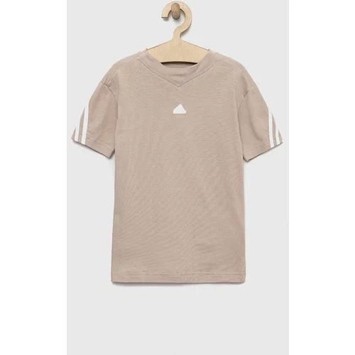 Adidas Otroška bombažna kratka majica U FI 3S bež barva