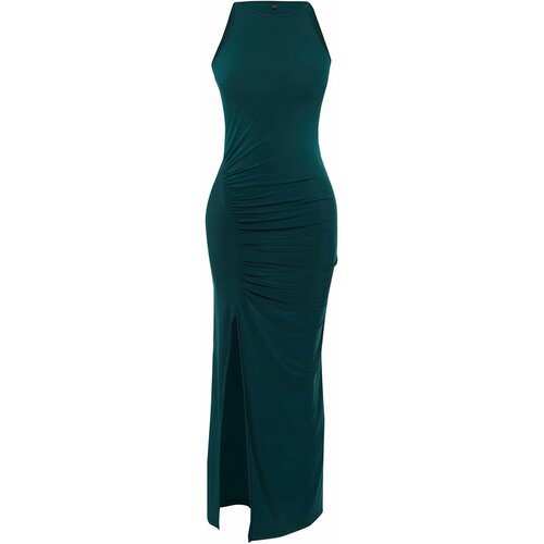 Trendyol emerald green limited edition weightlifting neck draped body fitted knitted maxi dress Slike