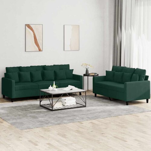  2-dijelni set sofa s jastucima tamnozeleni bar&scaron;unasti Zelena Cene