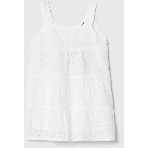 United Colors Of Benetton Dječja pamučna haljina boja: bijela, mini, širi se prema dolje
