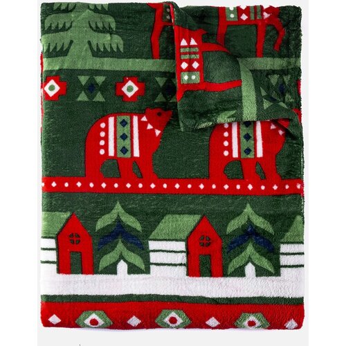 Gemre Green Blanket with Christmas Patterns Mary Cene