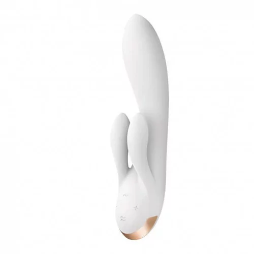 Satisfyer Double Flex - pametni vibrator z dvojnim zajčkom (bel)
