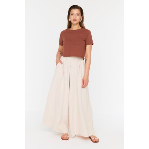 Trendyol Curve Beige Wide Leg Woven Trousers Slike