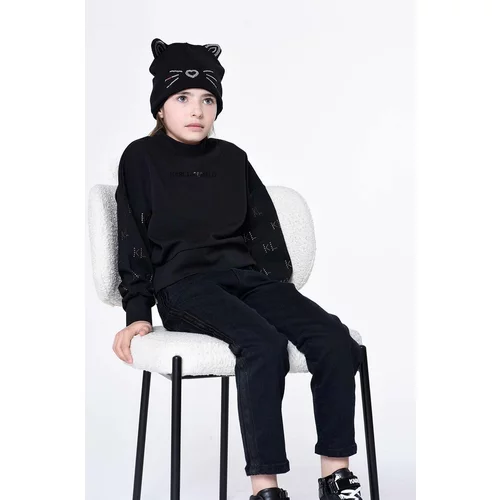 Karl Lagerfeld Dječja kapa boja: crna, od tanke pletenine