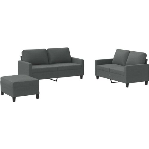 VidaXL 3-dijelni set sofa s jastucima tamnosivi od tkanine Slike