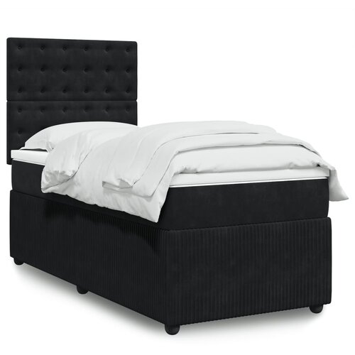 vidaXL Box spring postelja z vzmetnico črn 90x190 cm žamet Cene