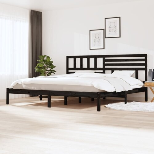 VidaXL posteljni okvir črn iz borovine 200x200 cm Slike
