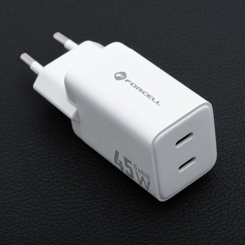  Polnilec za telefone Forcell F-Energy Mini GaN III 2 x USB C PD QC4.0 45W VT-36B bel Slike