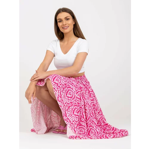 Fashion Hunters White and pink maxi skirt flared for the summer RUE PARIS