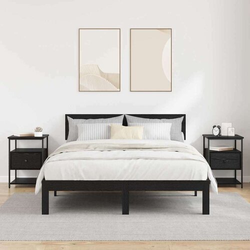 vidaXL Nočna omarica 2 pcs Črni hrast 40 x 42 x 56 cm Konstruiran les Cene