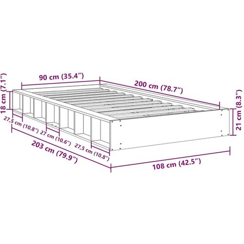 VidaXL Okvir kreveta bez madraca 90x200 cm puno drvo hrast Slike