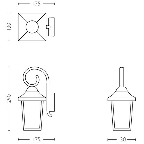 Philips spoljasnja zidna lampa buzzard crna 1x60w 230 v ,915005309001 ( 19853 ) Cene