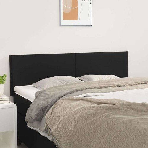  Uzglavlja 2 kom crna 72 x 5 x 78/88 cm od umjetne kože Slike