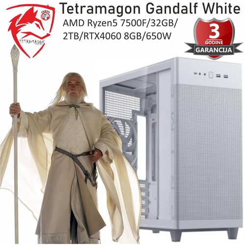 TETRAMAGON series računar tetramagon gandalf white amd Ryzen5 7500F/32GB/2TB/RTX4060 8GB/650W Slike
