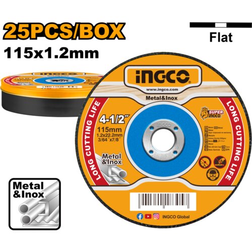 Ingco MCD1211525 REZNA PLOČA 115X1.2 METAL/INOX 25/1 Slike