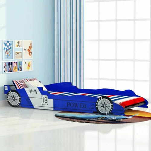  Otroška postelja dirkalni avtomobil 90x200 cm modre barve