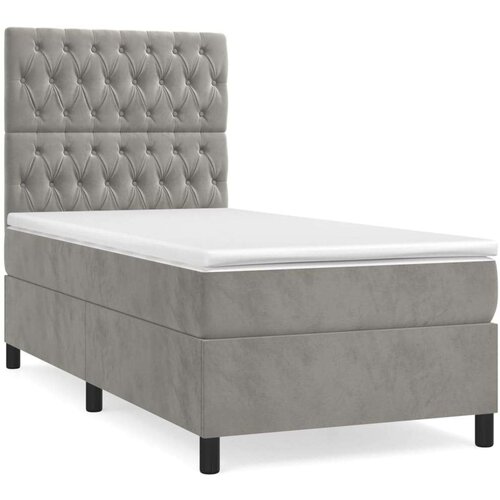 Box spring krevet s madracem svjetlosivi 90x190 cm bar&amp;scaron;unasti Slike
