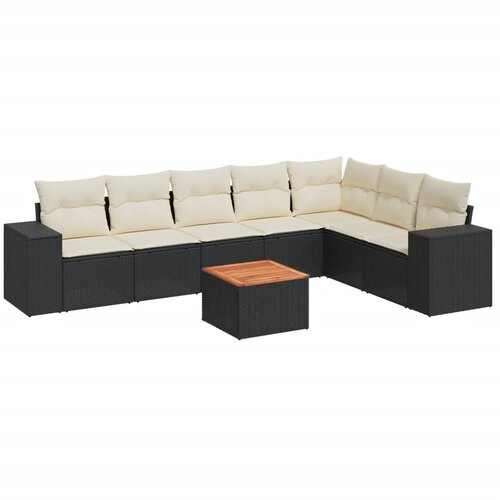  8-dijelni set vrtnih sofa od poliratana s jastucima crni Slike