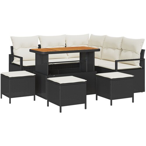 vidaXL 9-komadni Vrtni Sofa Set s Jastučićima Crni Poliratanski Akacija, 2-sjedni Vrtni Sofa s Skladištem i Jastučićima Crni Poliratanski, 4-komadni Vrtni Trpezarijski Set s Jastučićima Crni Poliratanski Akacija Cijene
