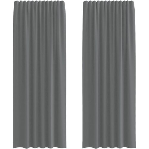 VidaXL Voile zavjese s džepovima za &amp;scaron;ipke 2 kom tamnosive - Tamno siva 140 x 260 cm 1 s džepovima za &amp;scaron;ipke Slike
