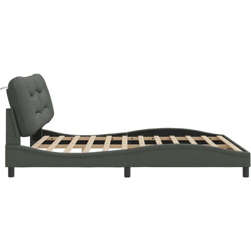 VidaXL Okvir za krevet s uzglavljem tamnosivi 180 x 200 cm od tkanine Slike