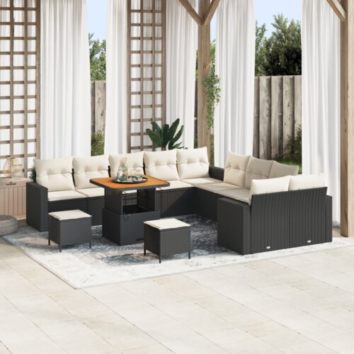 13 komadni vrtni sofa set s jastučićima crni poly ratan akacija Cijene