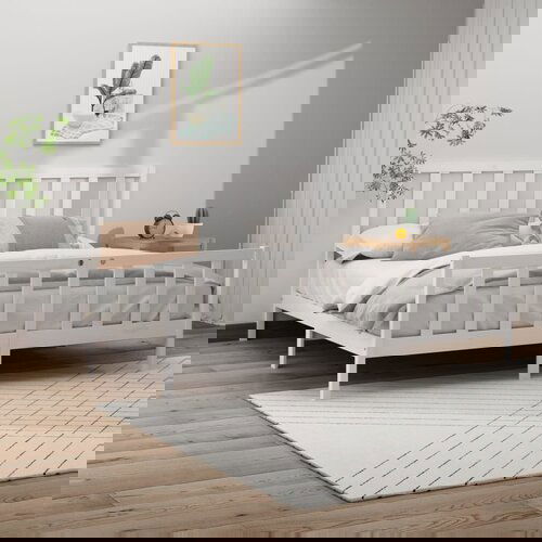 Furnova Posteljni okvir brez vzmetnice bel 200x200 cm trdna borovina, (21936592) Slike
