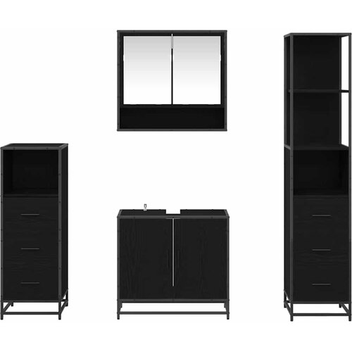  Set namje&amp;scaron;taja za kupaonicu 4 kom. Crni hrast 65 x 33 x 60 cm Slike