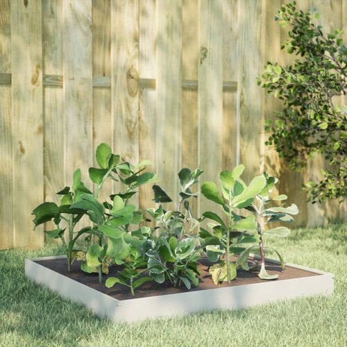 vidaXL Vrtna visoka greda bela 100x100x18,5 cm jeklo Cene