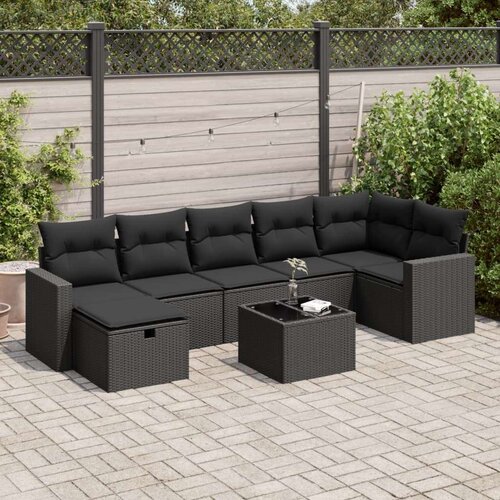  8-dijelni set vrtnih sofa od poliratana s jastucima crni Cijene