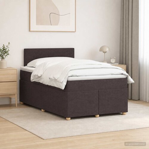  Boxspring krevet s madracem Tamno smeđa 120 x 190 cm Tkanina Slike