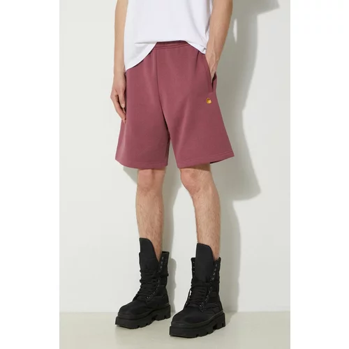 Carhartt WIP Kratke hlače Chase Sweat Short za muškarce, boja: ružičasta, I033669.2BBXX